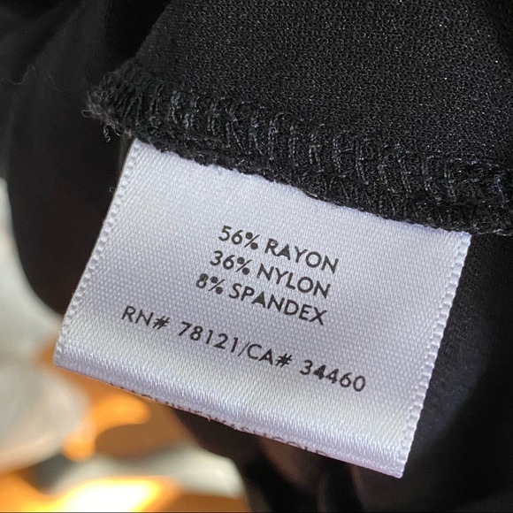 Eileen fisher black low v-neck long sleeve stretchy relaxed fit midi dress - Picture 7 of 8